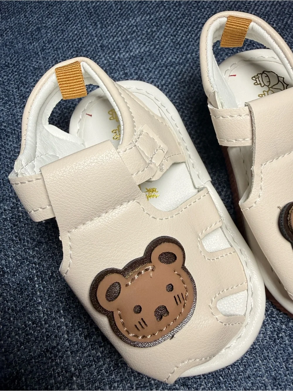 White Kids Sandals with Teddy Accent